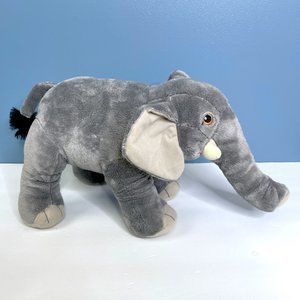Beautifully Detailed Gray Elephant Embroidered Eyes 15" Plush Stuffed Animal Toy